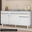 Ver imagem 1 de Balcão Gabinete Para Pia 150cm Sem Tampo 3 Portas 1 Gaveta Dakota Branco - Lumil