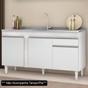 Ver imagem 2 de Balcão Gabinete Para Pia 150cm Sem Tampo 3 Portas 1 Gaveta Dakota Branco - Lumil