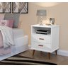 Conjunto Mesa de Cabeceira 2 gavetas -itália- Com Cabeceira Queen 1,60 cm -areia- - Branco - 4