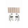 Conjunto Mesa de Cabeceira 2 gavetas -itália- Com Cabeceira Queen 1,60 cm -areia- - Branco - 1