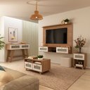 Ver imagem 1 de Sala de Estar Completa Decor para Tv até 75 Polegadas 2 Portas Cinamomo/off White - Pnr Móveis
