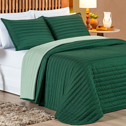 Jogo King Size Colcha Leslie 200 Fios Bordado Dupla Face Luxuoso Colors:verde - 1