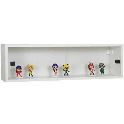 Nicho 80x23x18 Branco C/ Portas de Acrílico Puxador Preto