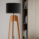 Ver imagem 2 de Luminária Decorativa Bivolt Pé Triplo Madeira Cúpula Preta