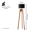 Ver imagem 4 de Luminária Decorativa Bivolt Pé Triplo Madeira Cúpula Preta