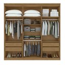 Ver imagem 3 de Guarda-roupa Alonzo 6 Portas e 4 Gavetas com Espelho e Pés Amêndoa Clean com Off White