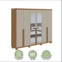 Ver imagem 5 de Guarda-roupa Alonzo 6 Portas e 4 Gavetas com Espelho e Pés Amêndoa Clean com Off White