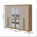 Ver imagem 6 de Guarda-roupa Alonzo 6 Portas e 4 Gavetas com Espelho e Pés Amêndoa Clean com Off White