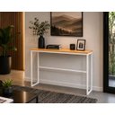 Ver imagem 4 de Mesa Jantar Aparador Bancada Alta Industrial 200x60cm Tampo Bege Pés Branco