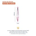 Ver imagem 2 de Pegador com Trava em Aço Inox e Silicone Rosa 30,5cm - Oikos