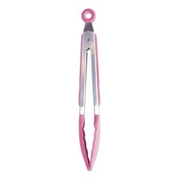 Pegador com Trava em Aço Inox e Silicone Rosa 30,5cm - Oikos - 1