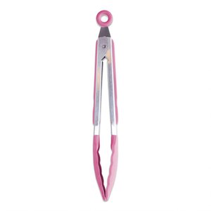 Pegador com Trava em Aço Inox e Silicone Rosa 30,5cm - Oikos