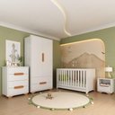 Ver imagem 1 de Quarto de Bebê Completo com Berço 3 em 1 para Colchão 130x60cm Multimóveis Mp4399 Branco/natural