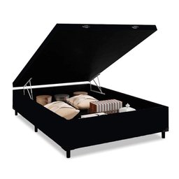 Cama Box Com Baú Casal + Colchão De Molas - Comfort Prime - Classic Superlastic 138cm Preto - 3