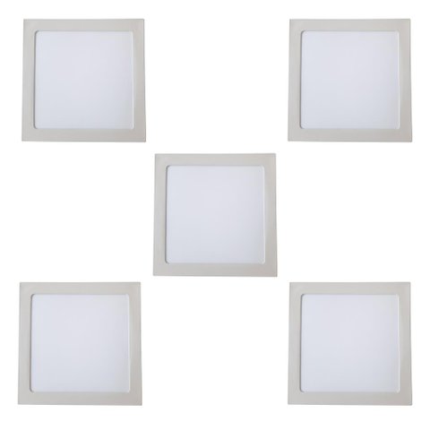 Plafon Painel 18w Led Quadrado Embutir Luminária Kit c/ 5