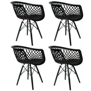 Kit 4 Cadeiras Web Black Base Preta Polipropileno