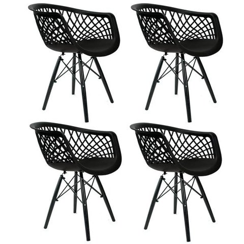 Kit 4 Cadeiras Web Black Base Preta Polipropileno