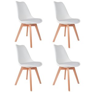 Kit 4 Cadeiras Saarinen Branca - Base Wood
