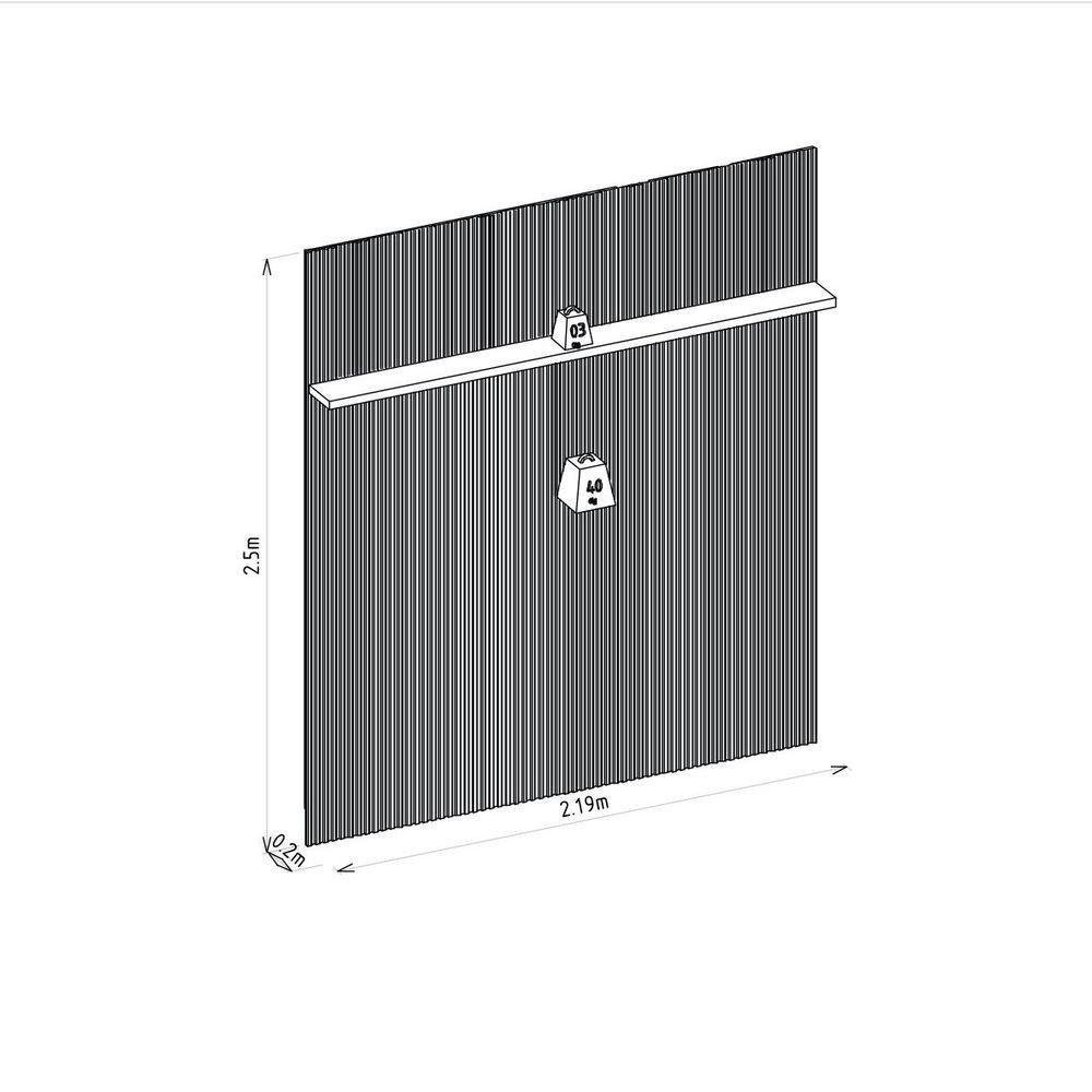 Painel Ripado Modular 2.2 com Prateleira Linea Brasil Tauari Fosco - 2