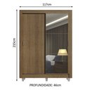 Ver imagem 3 de Guarda-Roupa Solteiro Madesa Denver 2 Portas de Correr com Espelho com Pés Rustic Cor:Rustic
