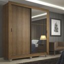 Ver imagem 1 de Guarda-Roupa Solteiro Madesa Denver 2 Portas de Correr com Espelho com Pés Rustic Cor:Rustic