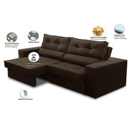 Sofá Retrátil e Reclinável 3 Lugares 2,30m com Molas Mirela Suede Adonai Estofados - 3