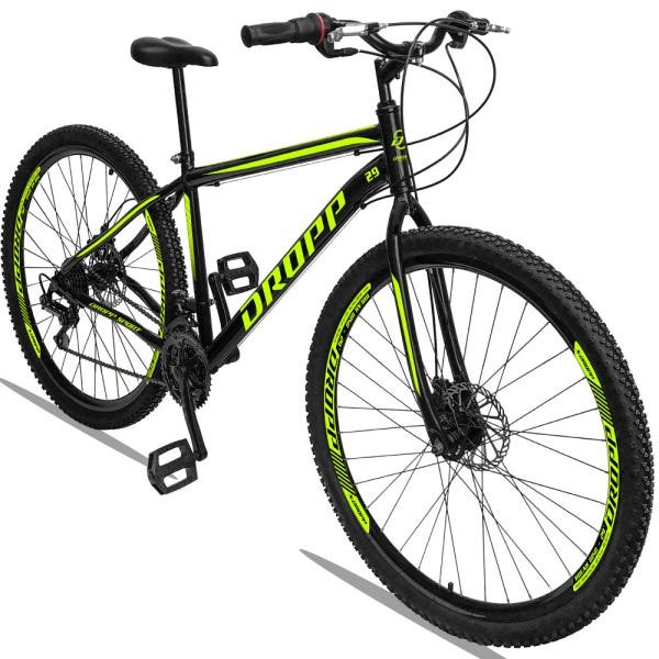 Bicicleta Aro 29 Dropp Sport Aço 21v Freio a Disco Garfo Rígido - Preto e Amarelo - 19 - 2