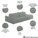 Ver imagem 2 de Sofá Ilha Modular com Puff para Sala Living 252cm Georgia K04 Bouclê Cinza - Mpozenato