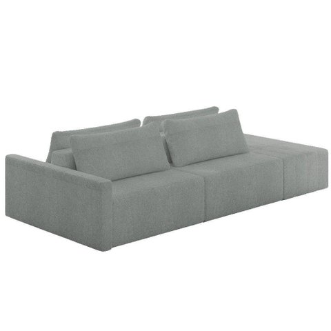 Sofá Ilha Modular com Puff para Sala Living 252cm Georgia K04 Bouclê Cinza - Mpozenato