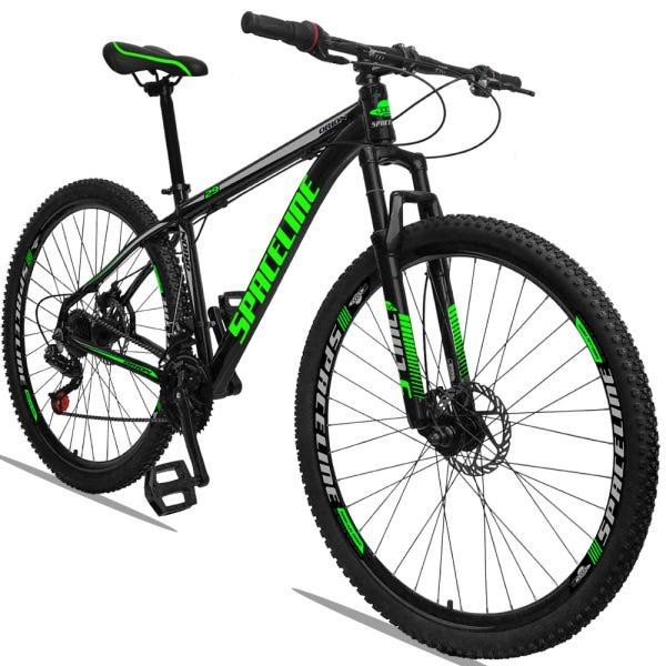 Bicicleta Aro 29 Spaceline Orion Aluminum 21v Freio a Disco - Preto e Verde - 15 - 2