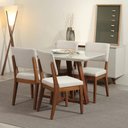 Ver imagem 4 de Conjunto com 6 Cadeiras de Madeira Maciça Estofada Ella - Natural C/ Linho Off White