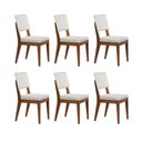 Ver imagem 1 de Conjunto com 6 Cadeiras de Madeira Maciça Estofada Ella - Natural C/ Linho Off White