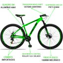Ver imagem 3 de Bicicleta Aro 29 Spaceline Orion Aluminum 21v Freio a Disco - Verde e Preto - 19