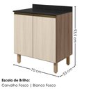 Ver imagem 3 de Balcão com Tampo 2 Portas MDF 70 cm Kali 1222122 Carvalho Toq Bianco Nicioli