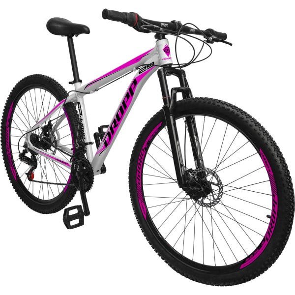 Bicicleta Aro 29 Dropp Aluminum 21v Freio a Disco - Branco e Rosa - 21 - 2