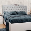 Ver imagem 2 de Cabeceira Estofada Provençal 140cm para Cama Box Casal Linho - Sofa Store:linho Cinza Claro