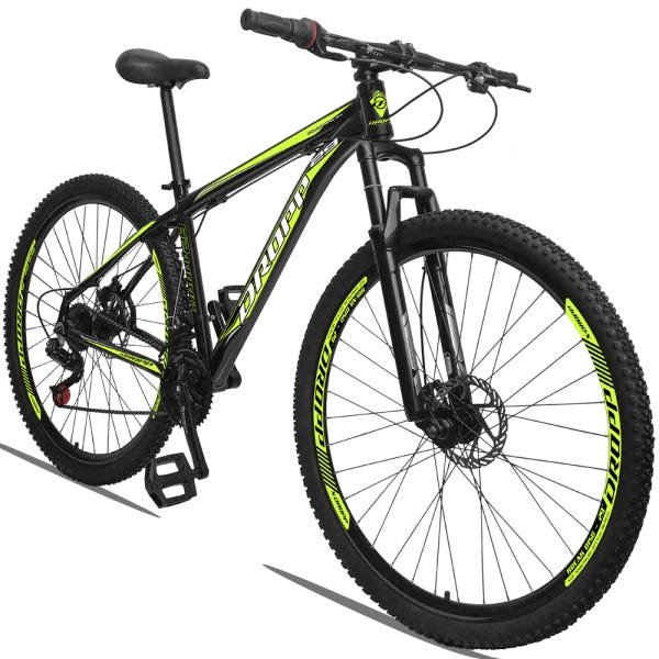Bicicleta Aro 29 Dropp Aluminum 21v Freio a Disco - Preto e Amarelo - 17 - 2