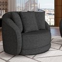 Ver imagem 1 de Poltrona Decorativa Base Giratória Galáxia com Almofadas Linho Chumbo G45 - Gran Belo