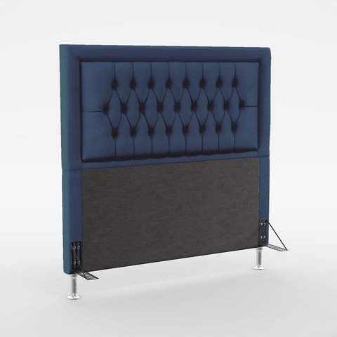 Cabeceira Estofada Decorativa Pegasus Para Cama Box 160 Para Cama Queen Sued Azul Marinho Aradecor