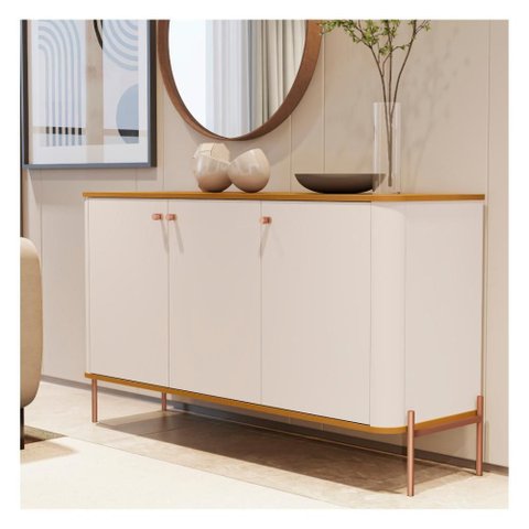 Buffet Tucupí Pés Metal Off White Nature Bronze JB Bechara