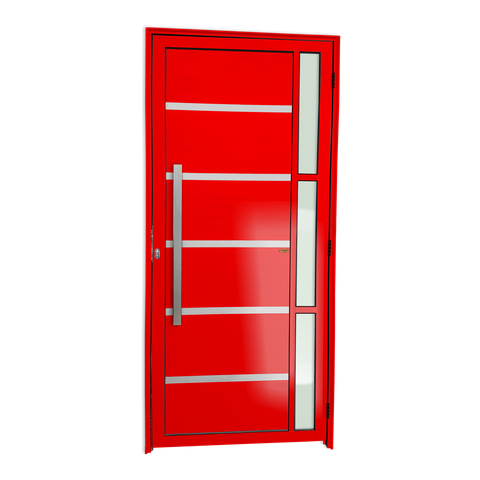 Porta Alumínio Lambril Miraggio c/Puxador e.Vermelho 90 Brimak