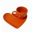 Ver imagem 1 de Caneca e Pires Coração Cerâmica - o Toque Aesthetic que Sua Mesa Precisa:laranja