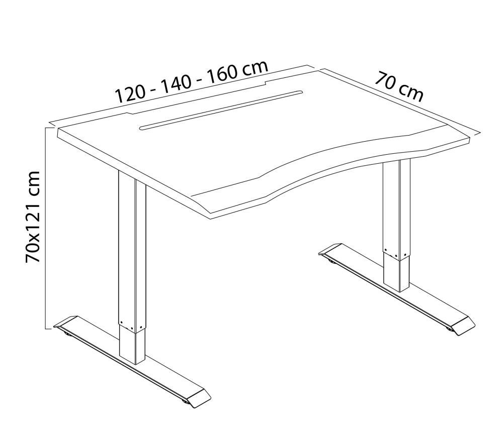 Mesa com Regulagem de Altura Elétrica Elements Misch Preto - 7