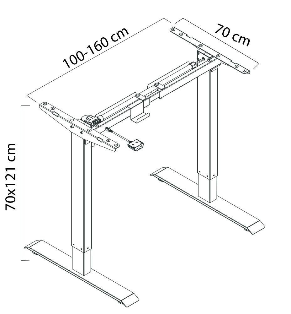 Mesa com Regulagem de Altura Elétrica Elements Misch Preto - 6