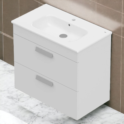 Gabinete para Banheiro 80x45cm com Lavatório 2 Gavetas Debba Branco