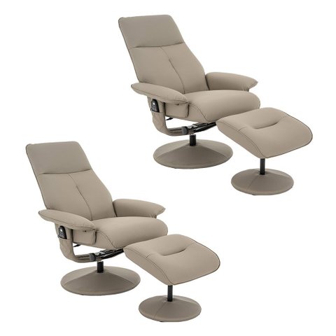 Kit 2 Poltronas do Papai Elétrica Giratória Reclinável com Apoio de Pés e Massagem Nebraska Pu Fendi
