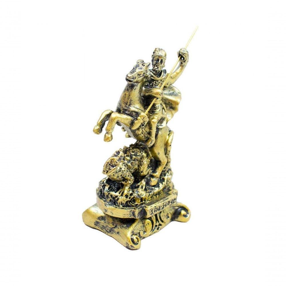 São Jorge Dourado 8cm - Enfeite Resina - Tudo em Caixa - 5