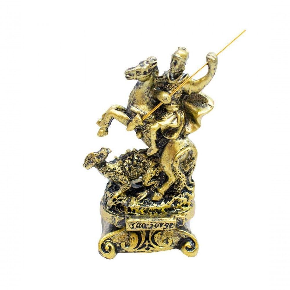 São Jorge Dourado 8cm - Enfeite Resina - Tudo em Caixa - 1