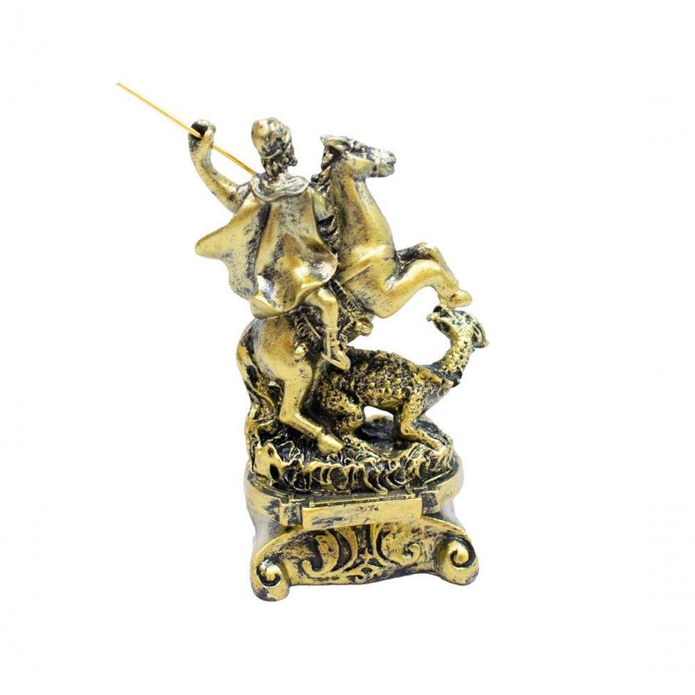 São Jorge Dourado 8cm - Enfeite Resina - Tudo em Caixa - 3