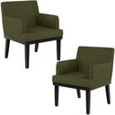 Ver imagem 1 de Kit 02 Poltronas Decorativas para Sala de Estar Base Preto Beatriz W01 Linho Verde - Lyam Decor 
